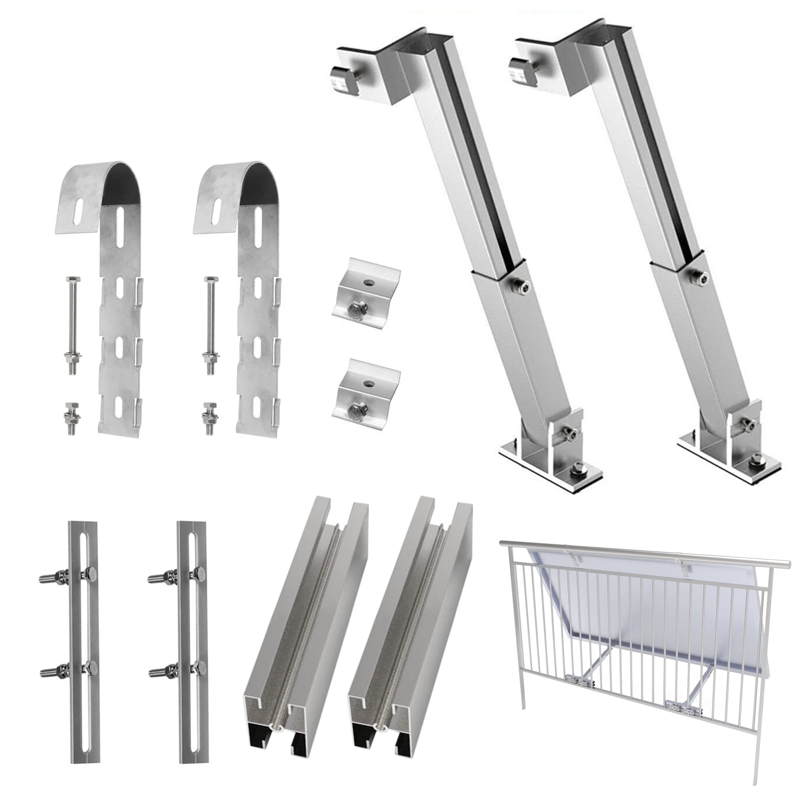 Rails De Montage Pour Panneau Solaire - Alliage Aluminium 350mm - Réglable Pour Balcon, Mur, Sol - Lot De 2
