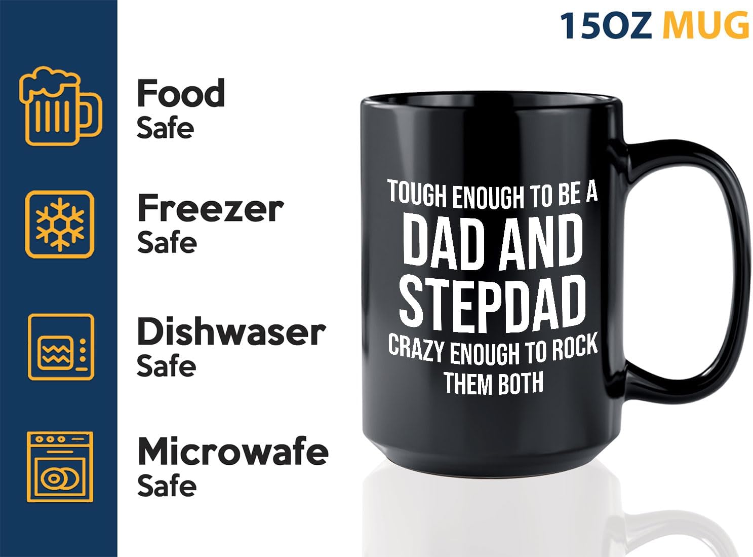 Bubble Hugs Stepdad Coffee Mug 15oz Black - Crazy Enough - Gifts For Stepdad Coffee Mug Stepdad Fathers Day Gift From Stepdaughter Stepson