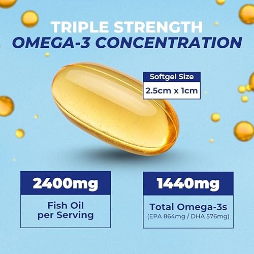 Miniatura 4 de Vital Omega 3 Suplementos de aceite de pescado de 2400 mg  864 mg de EPA y 576 mg de DHA  1440 mg de ácidos grasos omega-3 totales  Promueve la
