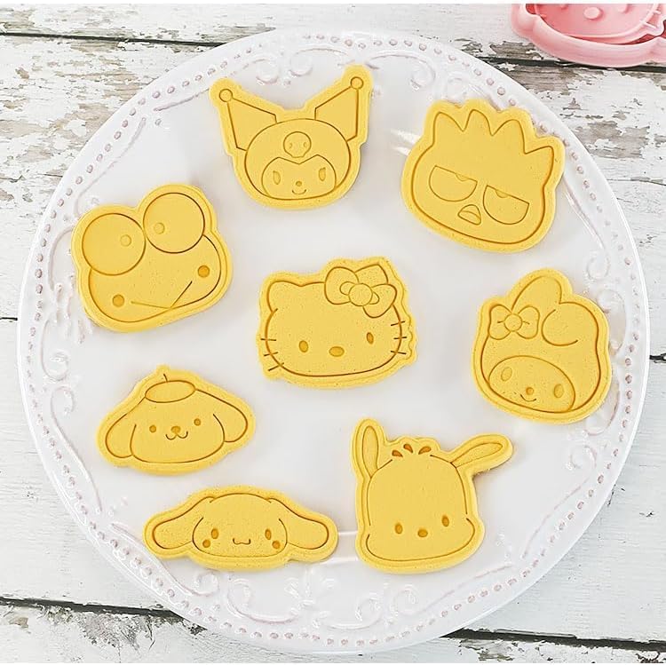 Cute KITTY Cat Cookie Cutter Set, 8 Cartoon Pieces With Embossed Pattern, 3D Fun Cookie Cutter Set, DIY Baking Cake Fondant Pastry Baking Supplies