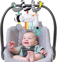 Itzy Ritzy Spiral Car Seat & Stroller Activity Toy - Sensory Hanging Mirror, Dangling Rings & Ribbons for Newborns 0+ Months