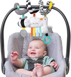 Itzy Ritzy Spiral Car Seat & Stroller Activity Toy - Sensory Hanging Mirror, Dangling Rings & Ribbons for Newborns 0+ Months