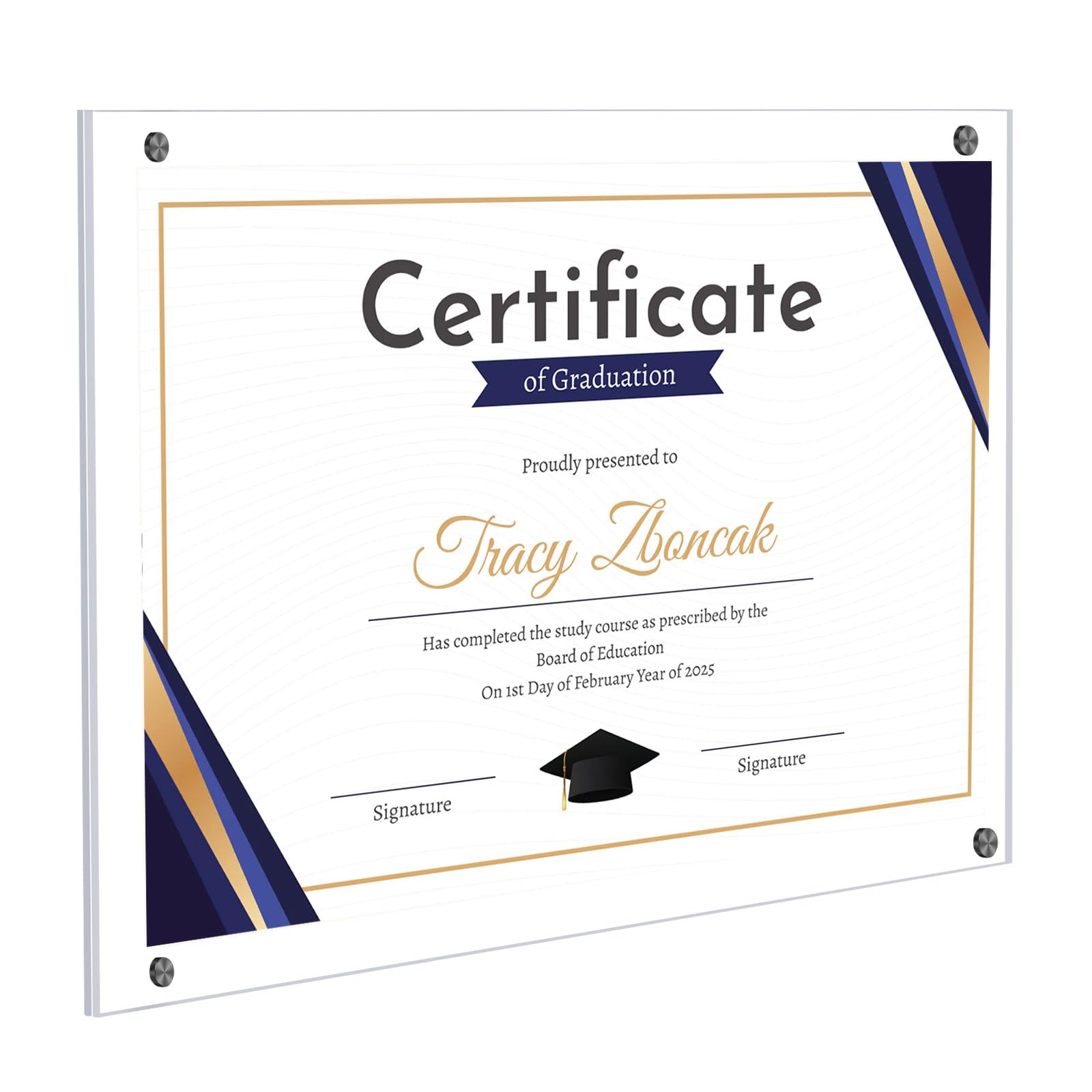 kalami 11x14 acrylic wall mount picture frame self adhesive, no drill holes floating frameless clear photo frame for diploma certificate degree document display gallery wall-full frame is 12x15