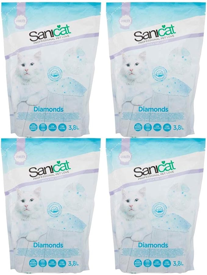 Sanicat Professional Pet Love Lightweight Absorbent Diamonds Cat Litter 3.8 Litre (4 Pack
