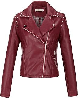 Chaqueta De Cuero Con Remaches