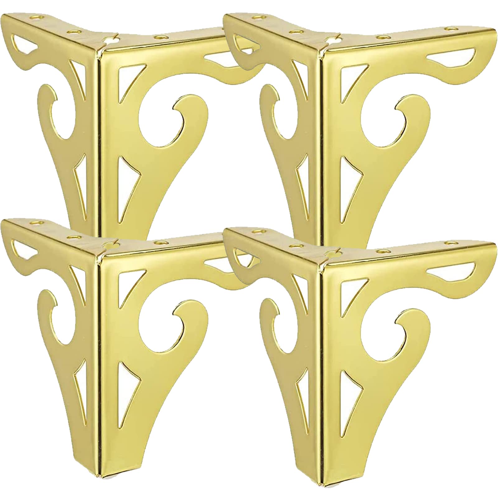 SRHIMEOS Pieds De Meubles en Métal, Lot de 4 Pieds De Table à Fer avec Vis,Remplacement Pieds De Lit Métallique pour Canapé Chaise Cabinet Fauteuil Armoire Meuble TV (Gold Height 15cm/5.90in)