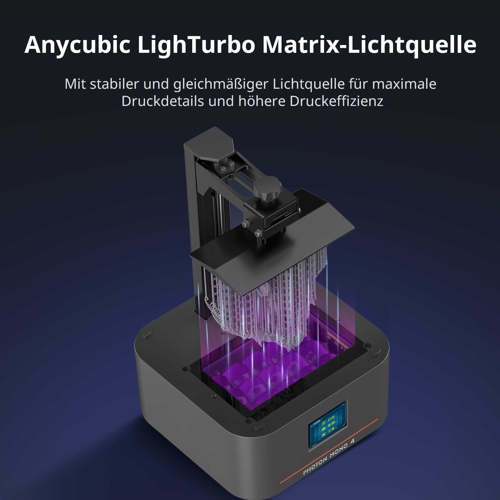 ANYCUBIC Photon Mono 4 – 10K Einsteiger 3D Drucker mit 70 mm/h (High Speed Resin) | 7" Monochrom-LCD, LighTurbo System, perfekt für den ersten 3D-Druck, 153,4x87x165mm