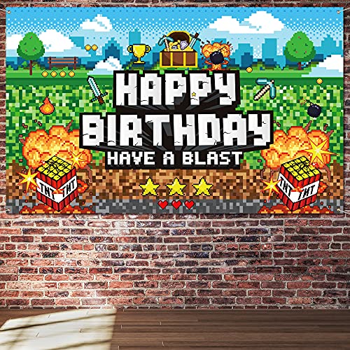 Pixel Happy Birthday Backdrop, Pixel Theme Photography Background, 73'' x 43'' Extra Large Mining Block Game Banner Sign for Boys Girls Kids Adults Indoor Outdoor Birthday Decoration Party Supplies Pixel Happy Birthday Backdrop, Pixel Theme Photography Background, 73'' x 43'' Extra Large Mining Block Game Banner Sign for Boys Girls Kids Adults Indoor Outdoor Birthday Decoration Party Supplies