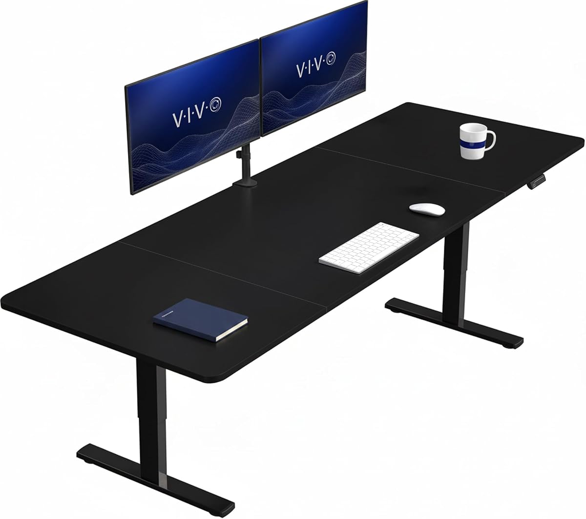 Black 83 x 30 in Standing Desk, DESK-KIT-1B8B | Electric, Holds 220 lbs, Sit Stand, Height Adjustable, Extra Deep Table Top, Memory Presets, 1B Series, Black Frame