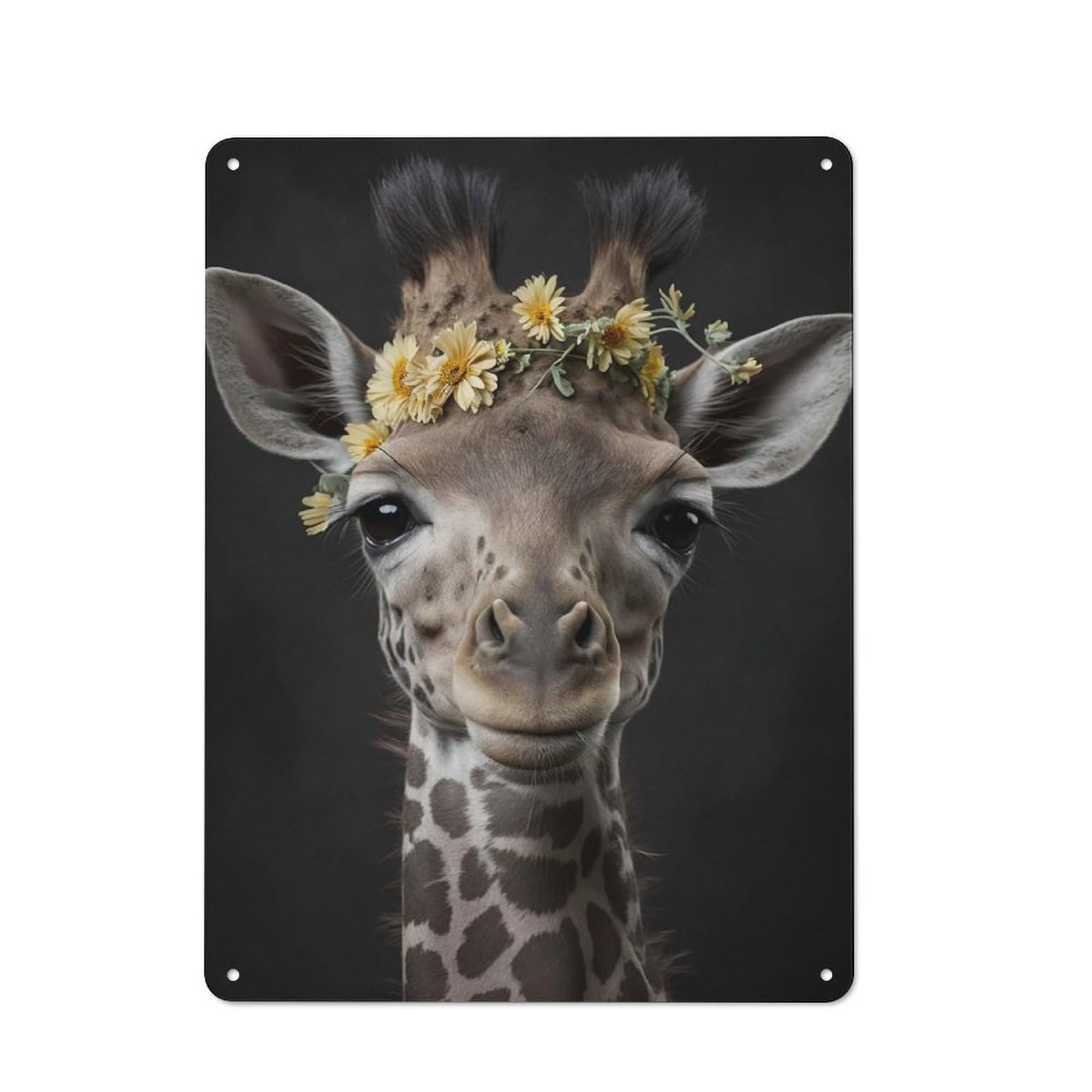 Junmoney Cute Baby Giraffe Metal Wall Sign 40X30cm Featuring For Café Or Restaurant, For Vintage Wall Decor Fans, For Metal Sign Collectors