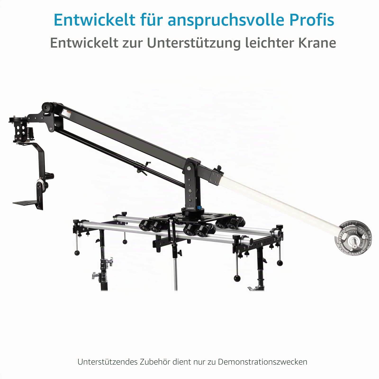 PROAIM Breeza Aluminium-Kamera-Dolly-Slider mit Schienenenden, 100 kg | CNC-Aluminium-Slider mit 16-Rad-Fahrwerken; für gerade/kurvige Schienen, Mitchell + 75/100mm Bowl-Mounts