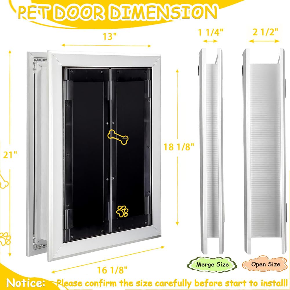Hundeklappe Aus Aluminium Mit Paneelen, Robuste HundetüR Mit Automatisch SchließEnden Magnetklappen, Einschiebbares Paneel Und 4 SicherheitsschlöSser