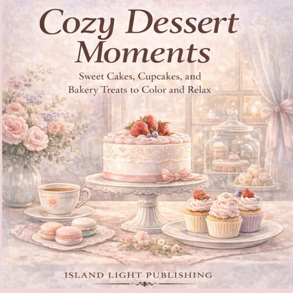 Cozy Dessert Moments: Sweet Cakes, Cupcakes, and Bakery Treats to Color and Relax: A Cozy Dessert Coloring Book for Adults