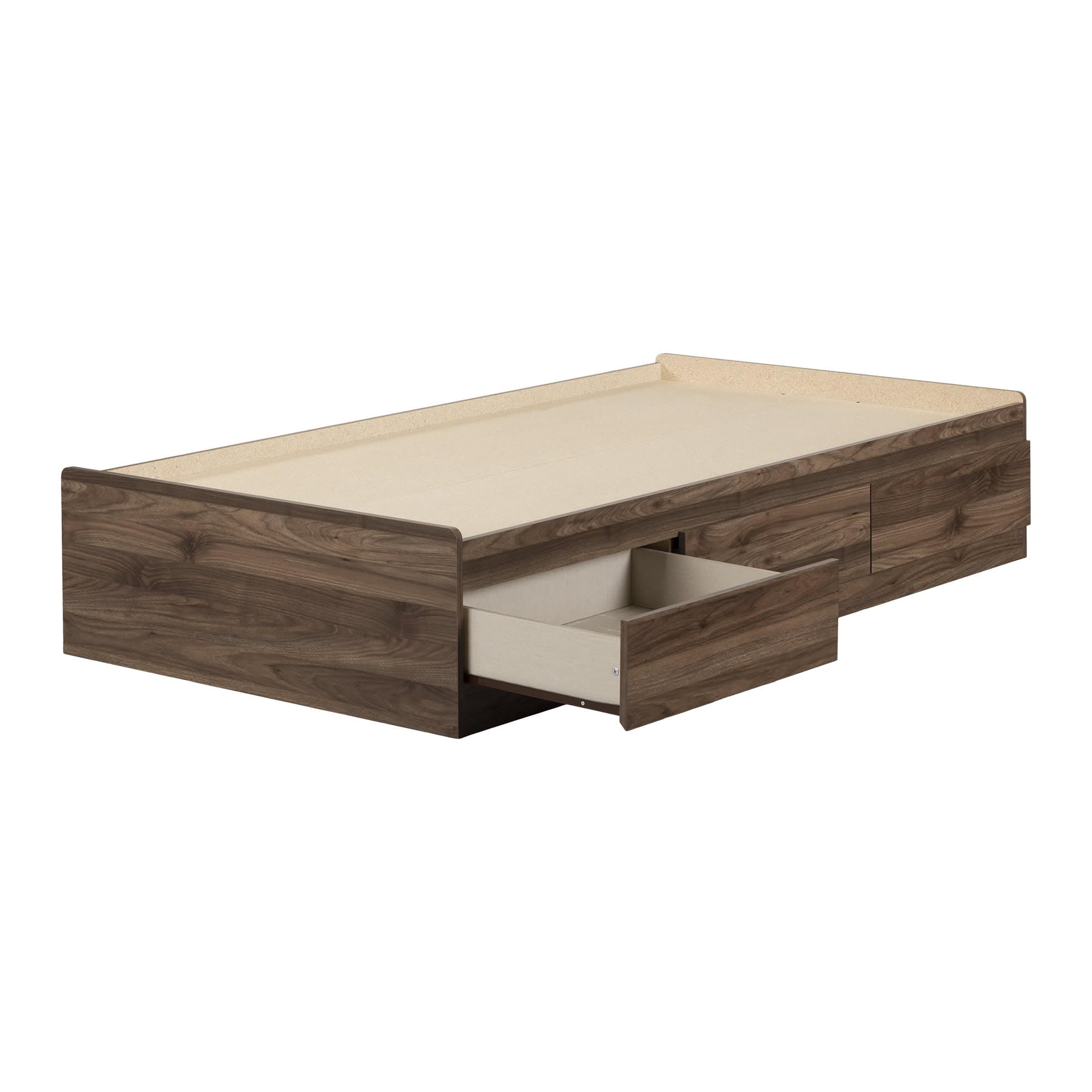 South Shore Furniture Yodi Mates Bed with 3 Drawers, Twin, Natural Walnut