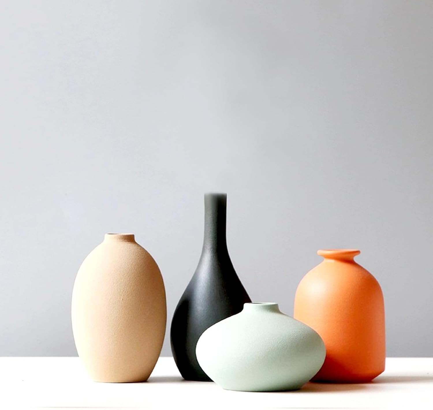 Set of 4 Small Matte Ceramic Vases - Modern & Bohemian Decor for Home, Office, Shelve, Living Room Table, Mantel, Bedroom, Entryway, Rustic Farmhouse Decorative Vases & More(Hademade - Image 7