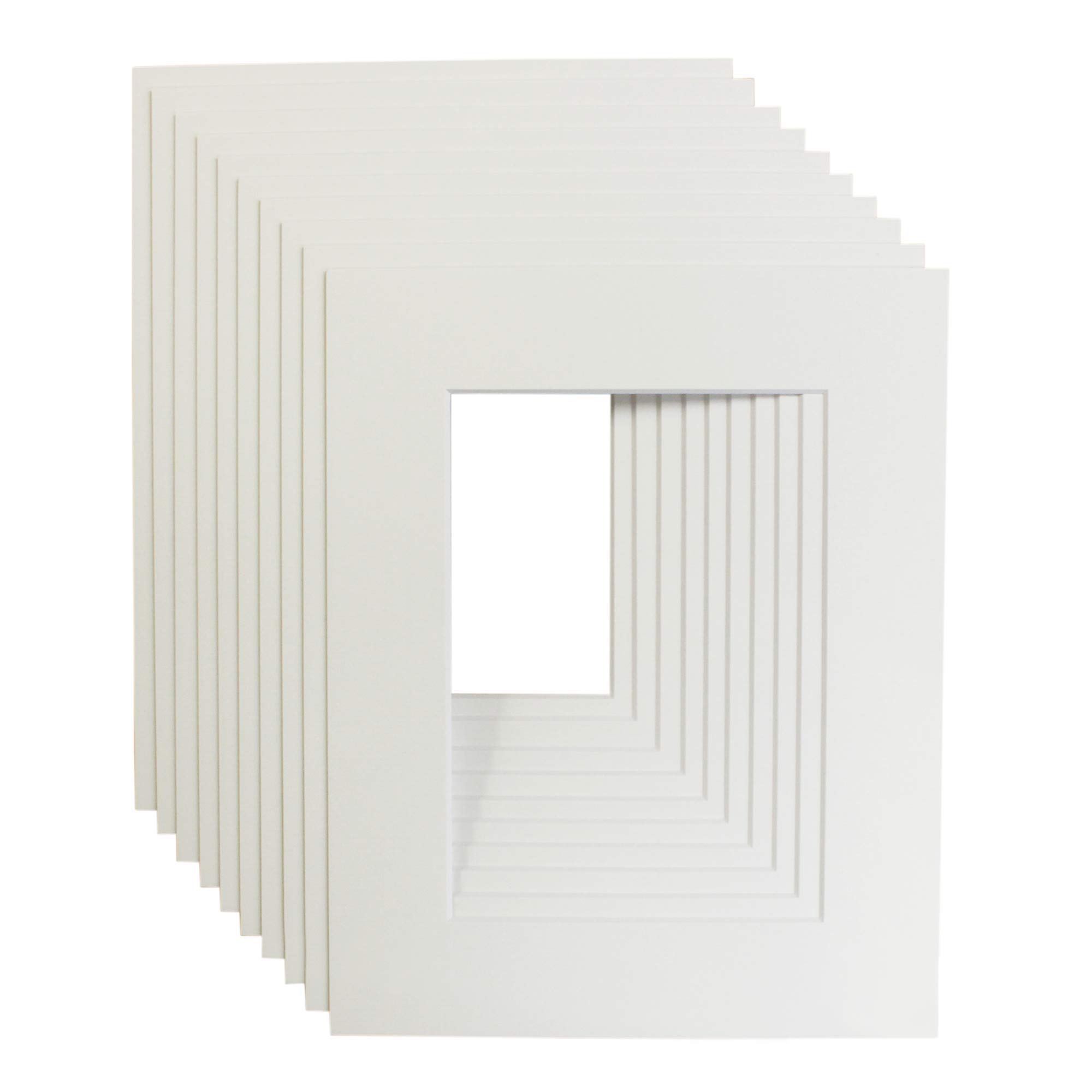 Pack of 10 Picture Photo Mounts. Frame size 16x12inch - Inside Aperture to fit A4 prints. Choice of White, Black & Antique white- Acid free (Antique White)