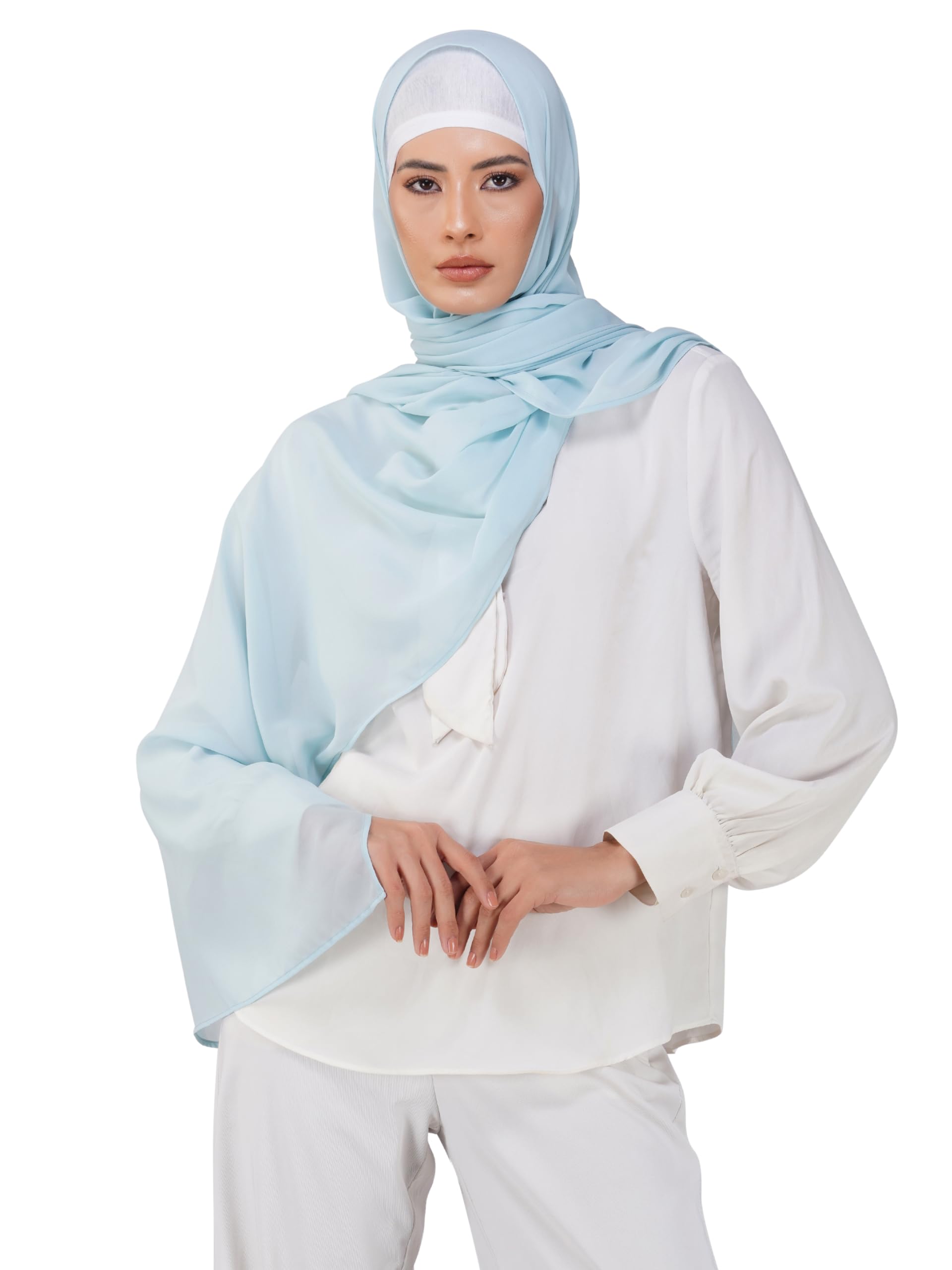 ana Premium Soft Chiffon Scarf | Stole | Hijab - Soft and Flowy Texture, Solid Pattern, 80in x 29in - Perfect Blend of Style and Comfort - Luxurious Elegance for Every Occasion-picture-19