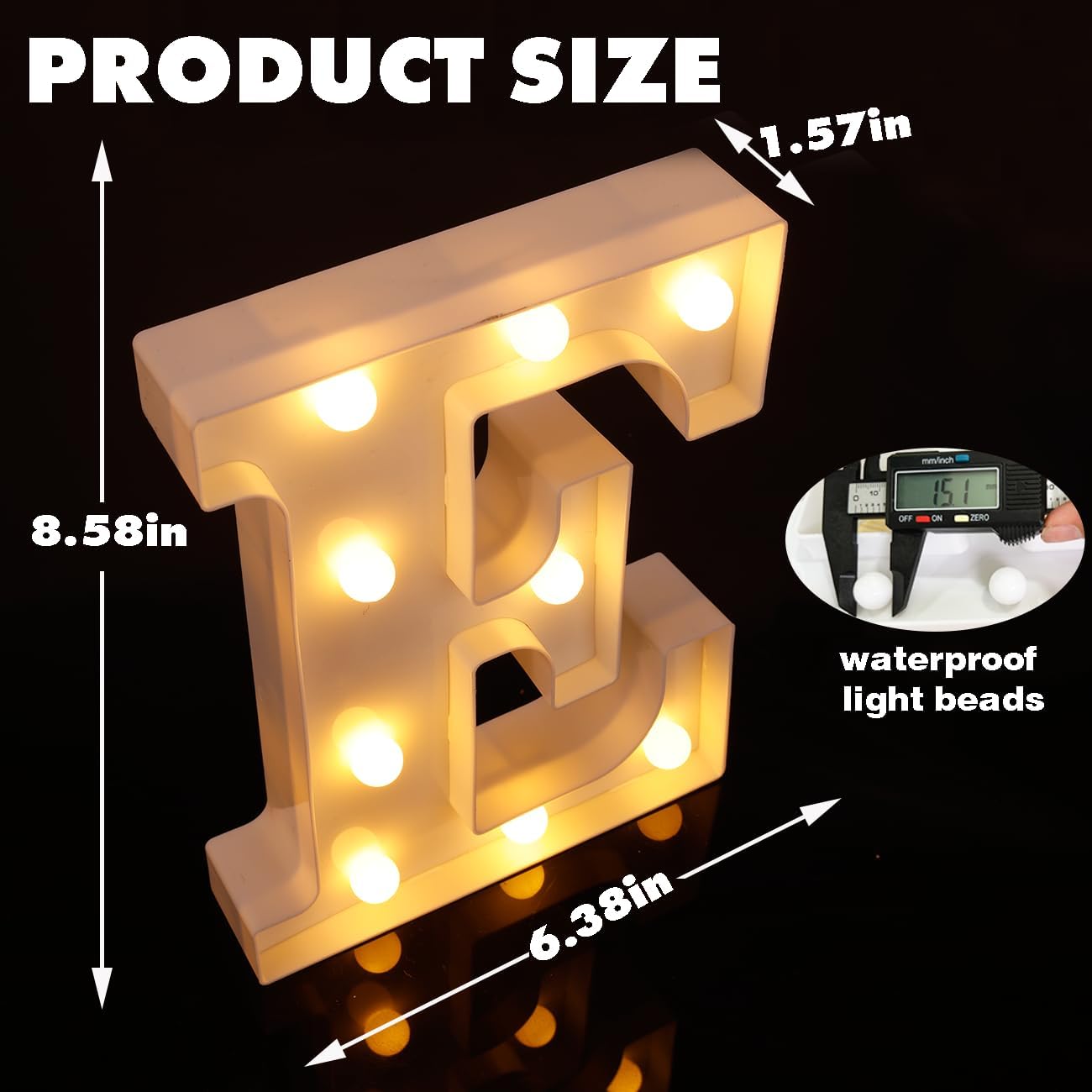 Small Led Marquee Letters, Light Up Letters, 8.58 Inch Led Letter Lights, Battery Powered Lighted Sign for Table, Party, Birthday, Christmas Decor (Letter E)