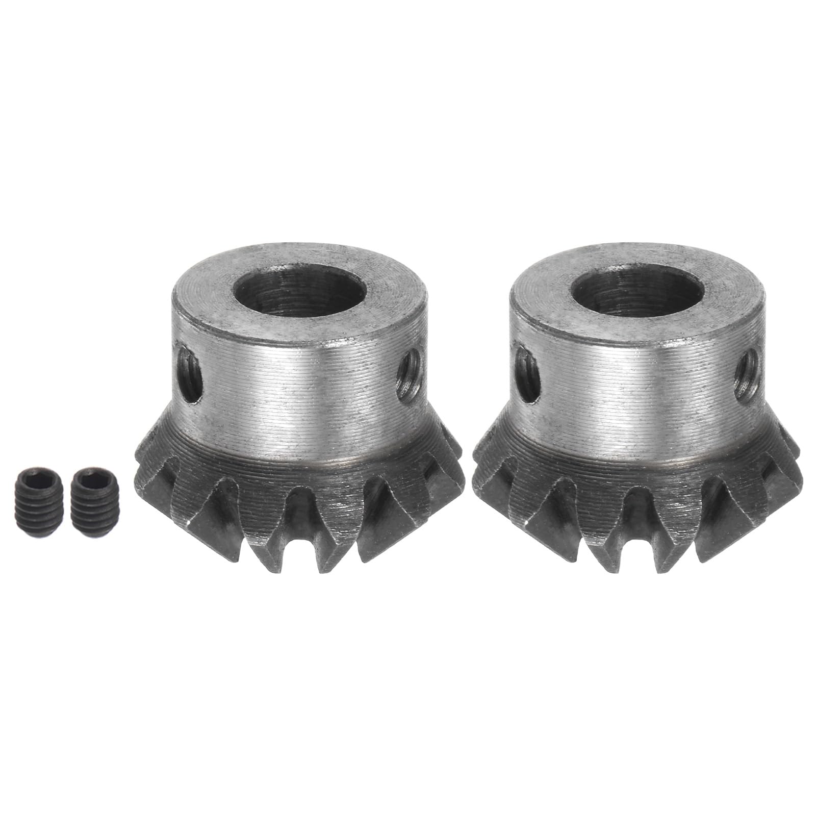 HARFINGTON 2pcs Bevel Gear 1M 12 Teeth 10mm Shaft Hole 1:1 Tapered Bevel Pinion Gear 45# Steel 2 Module 90 Degree Steering Gear, for Hardware Mechanical Rotation