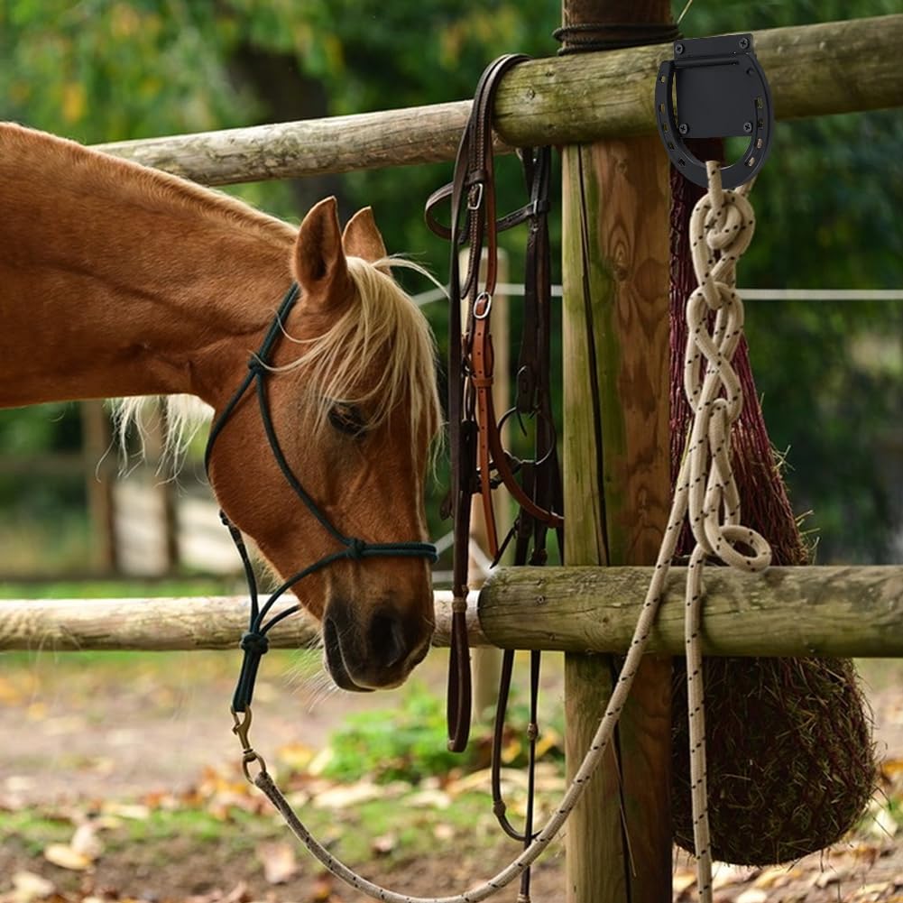 8 anneau D'Attache pour Chevaux Anneaux D'Attache Robustes en Métal avec Vis (64 pièce) Équipement D'Entraînement pour Chevaux de Trait Accessoires pour Écurie Noir