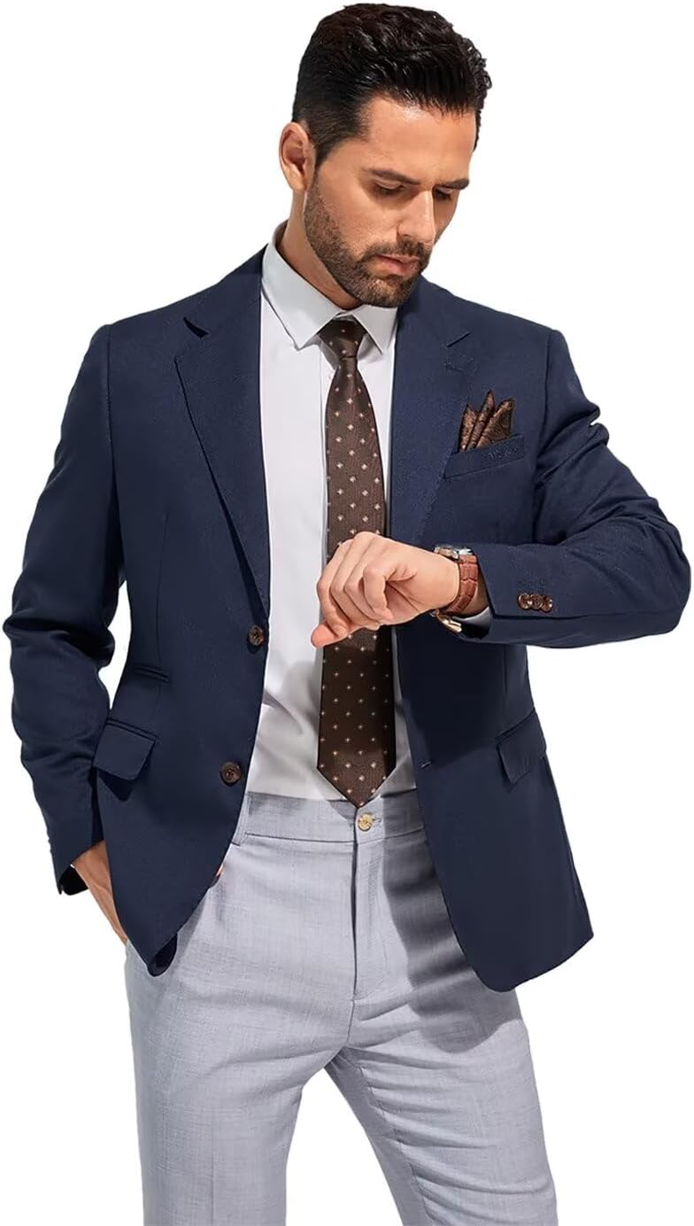 Men’s Suits Slim Fit Casual Knit Blazer Sport Coats Suits Jacket Lightweight Wedding Business Party Two Buttons Men Blazer