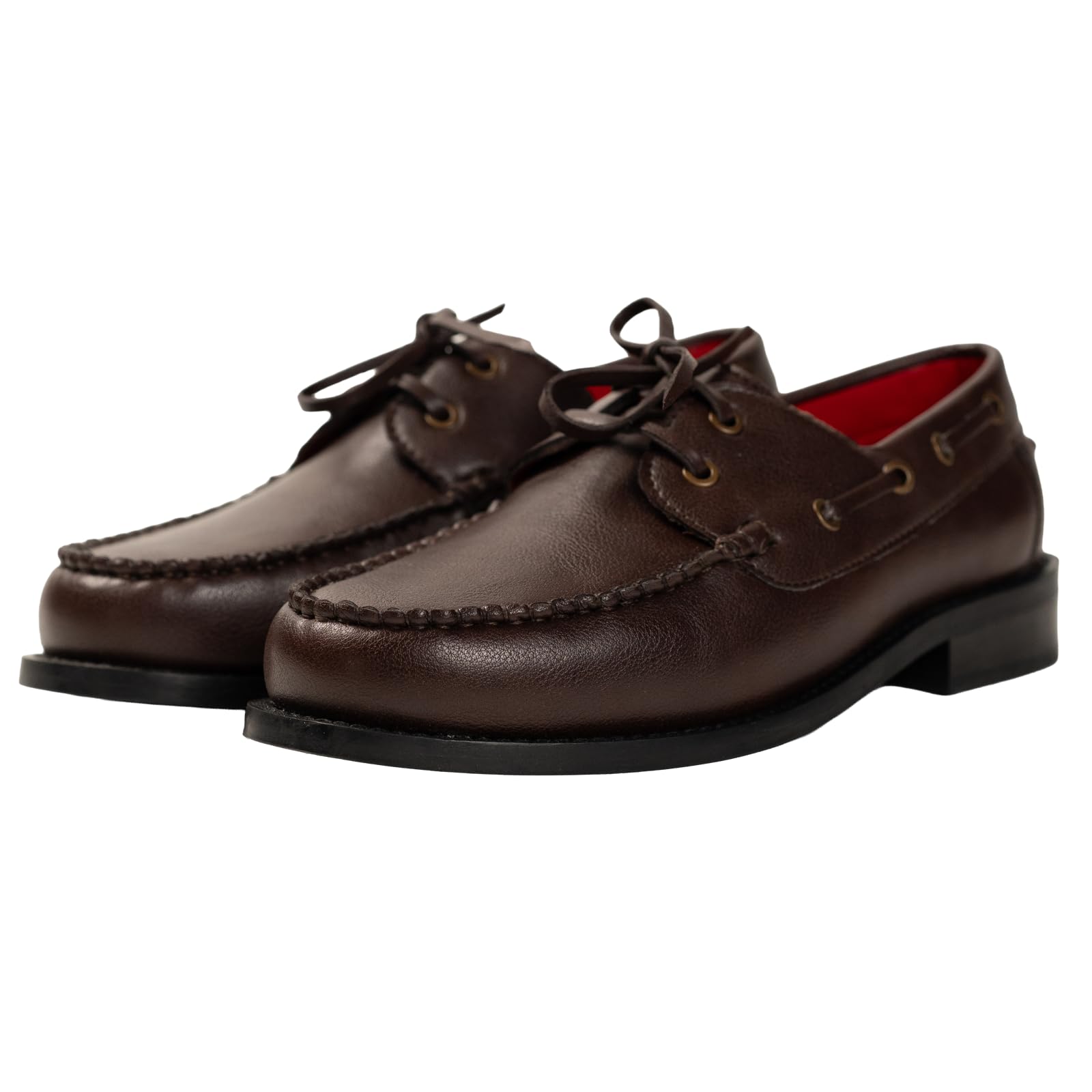 Women Brown Leather Lace-Up Loafers | Classic Handmade Stitching | Comfortable & Stylish Formal and Casual Shoes