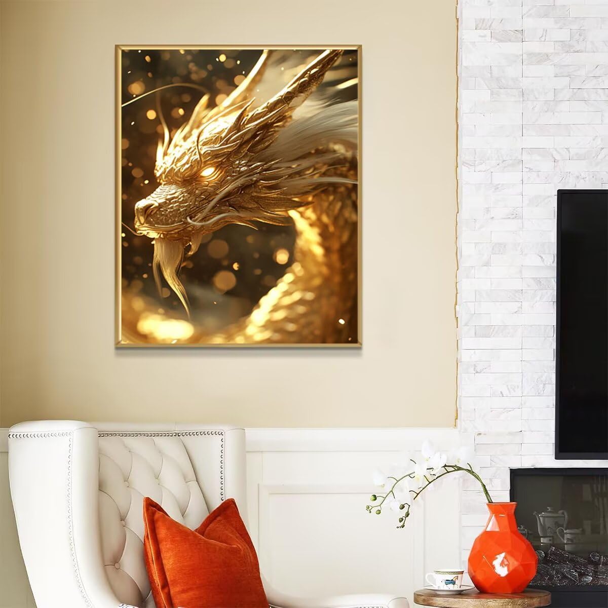 Dipingere con i Numeri Drago, Paint by Numbers Adulti Animale, Fai da te Creativi Adulti Quadri da Dipingere Numerati Kit per Decorazione Della Parete di Casa, Regalo 70x95 cm Senza Cornice 82-5
