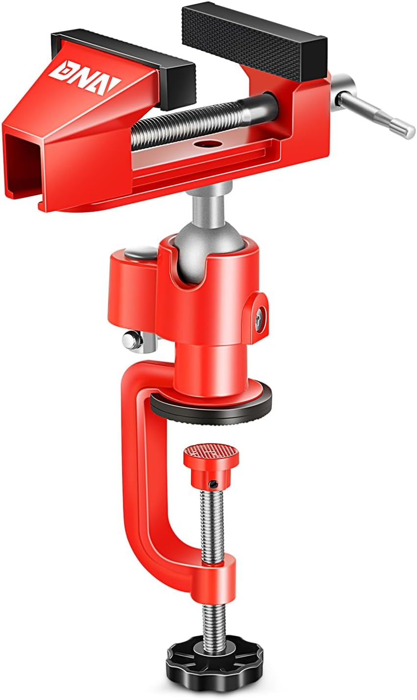 DNA MOTORING 3" Jaw Width Vise Universal Table Vice With Drill Clamp, 360 Swivel Bench For Welding, Framing, Drilling, Woodworking, TOOLS-00545