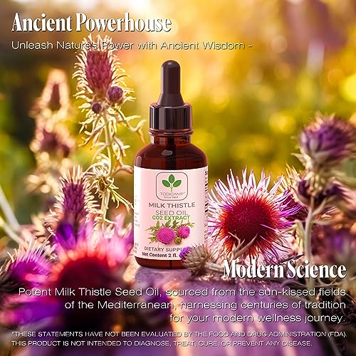 Todicamp Co2 Extracted Milk Thistle Seed Oil - 100% Potent Liver Support Milk Thistle Oil - Pure Milk Thistle Drops - Rich In Omegas - Tocopherols - Silymarin - Zinc 2 Fl Oz #TOP2