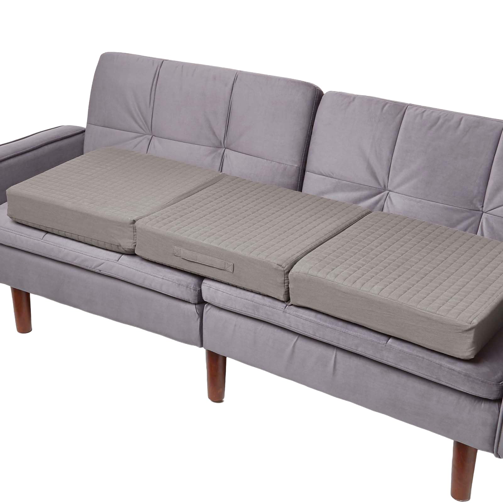 Homescapes Sitzerhöhung Sofa 3-Sitzer grau 150x50x10 cm, Dicke Sitzkissen Erhöhung für Erwachsene & Senioren, klappbares Aufstehkissen, orthopädischer Schaumstoff mit Baumwollbezug