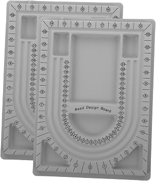JEWEDECO 2pcs Bead Design Boards for Jewelry Making DIY Beaded Tray Measurement Scale for Planning Necklaces and Bracelets Sturdy Storage and Display