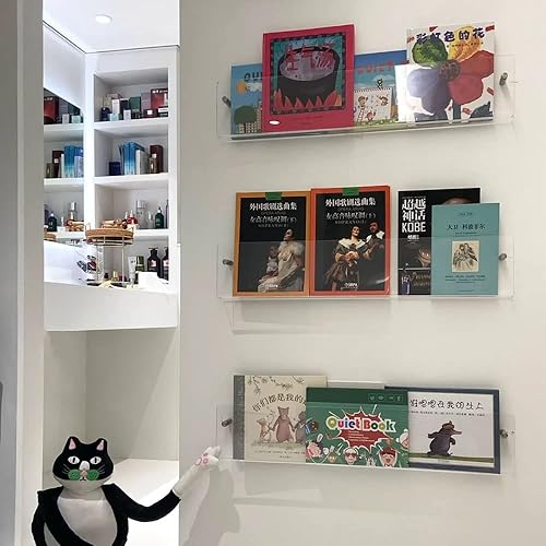 Miniatura 7 de WANLIAN Paquete de 3 soportes para revistas, soporte para folleto de pared, estantería colgante para revistas, estante de almacenamiento de