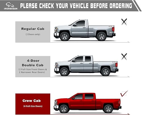 Miniatura 2 de IRONBISON Estribos para Chevy Silverado/GMC Sierra 1500 Crew Cab 2019-2025 | Silverado/Sierra 2500/3500 Crew Cab 2020-2025, barras laterales
