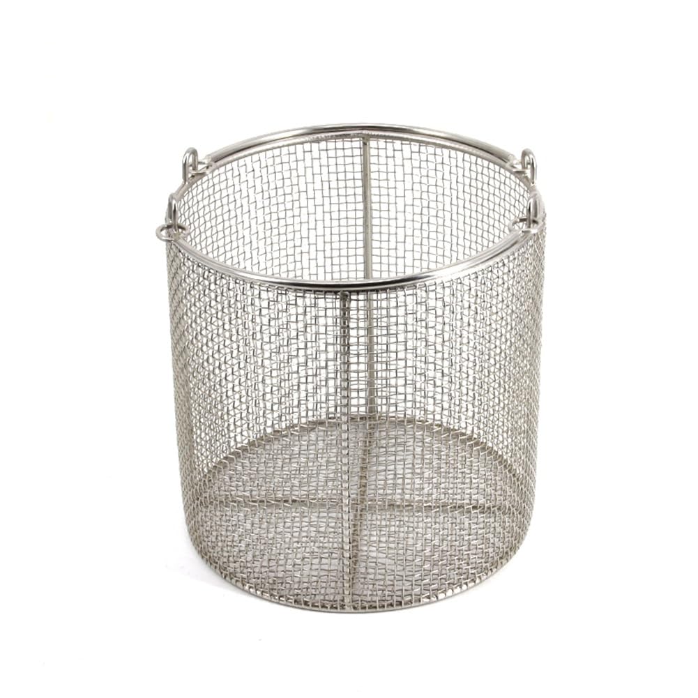 Cestino per sterilizzazione strumenti, vassoio perforato in acciaio inox 304 per lavaggio ad alta temperatura, design portatile, 40 x 40 cm, diametro maglia 4 mm