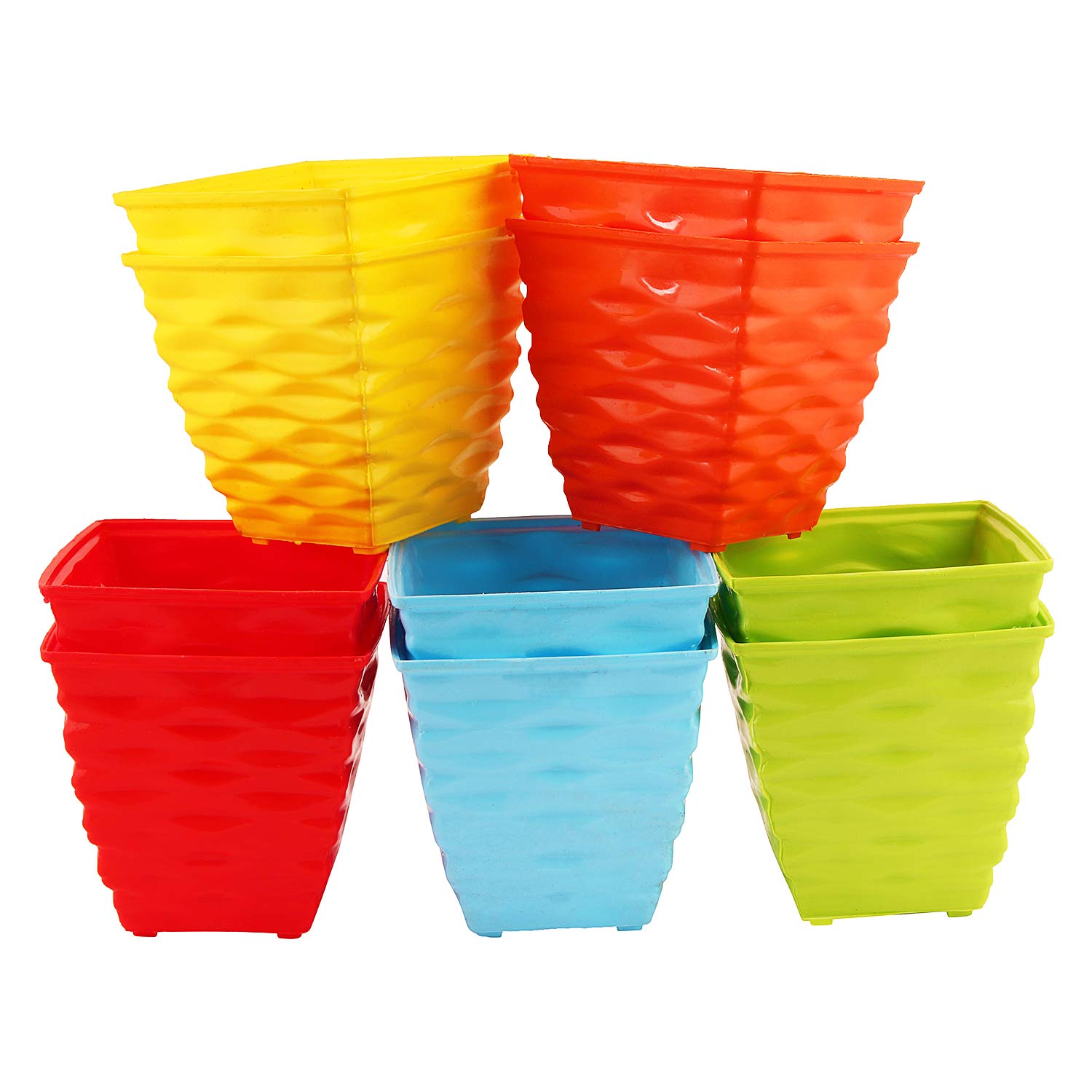 Leafy Tales Plastic Diamond Pots, Multicolor, 10x10x6 cm, 10 Pieces, Small (B083R88HKR) Amazon Price History, Amazon Price Tracker
