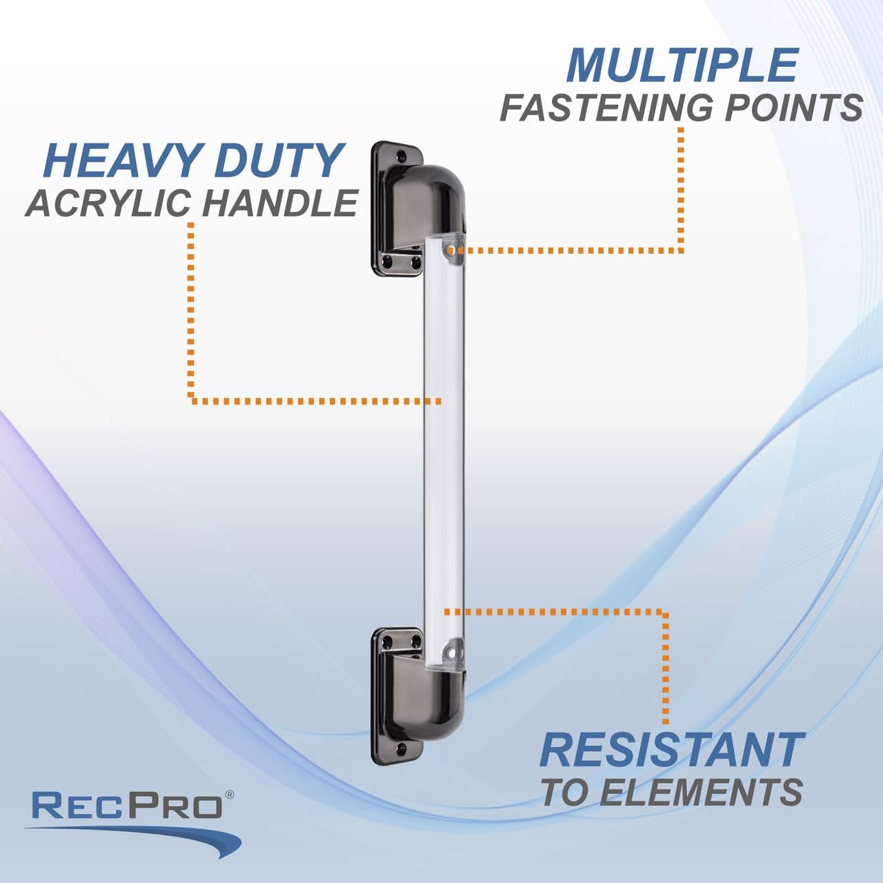 RecPro RV Acrylic Assist Handles for RVs, Campers, and Trailers | Straight bar | Monaco and Fleetwood Assist Rail Replacement (Non-Lighted)