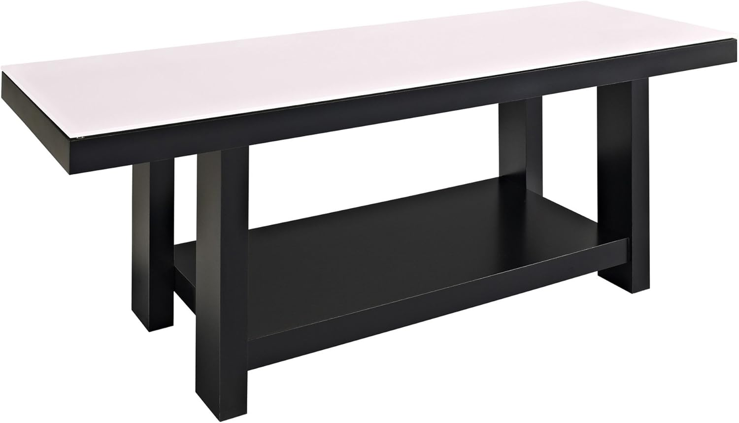 58inch Black Wood Modern TV Stand with White Glass Home