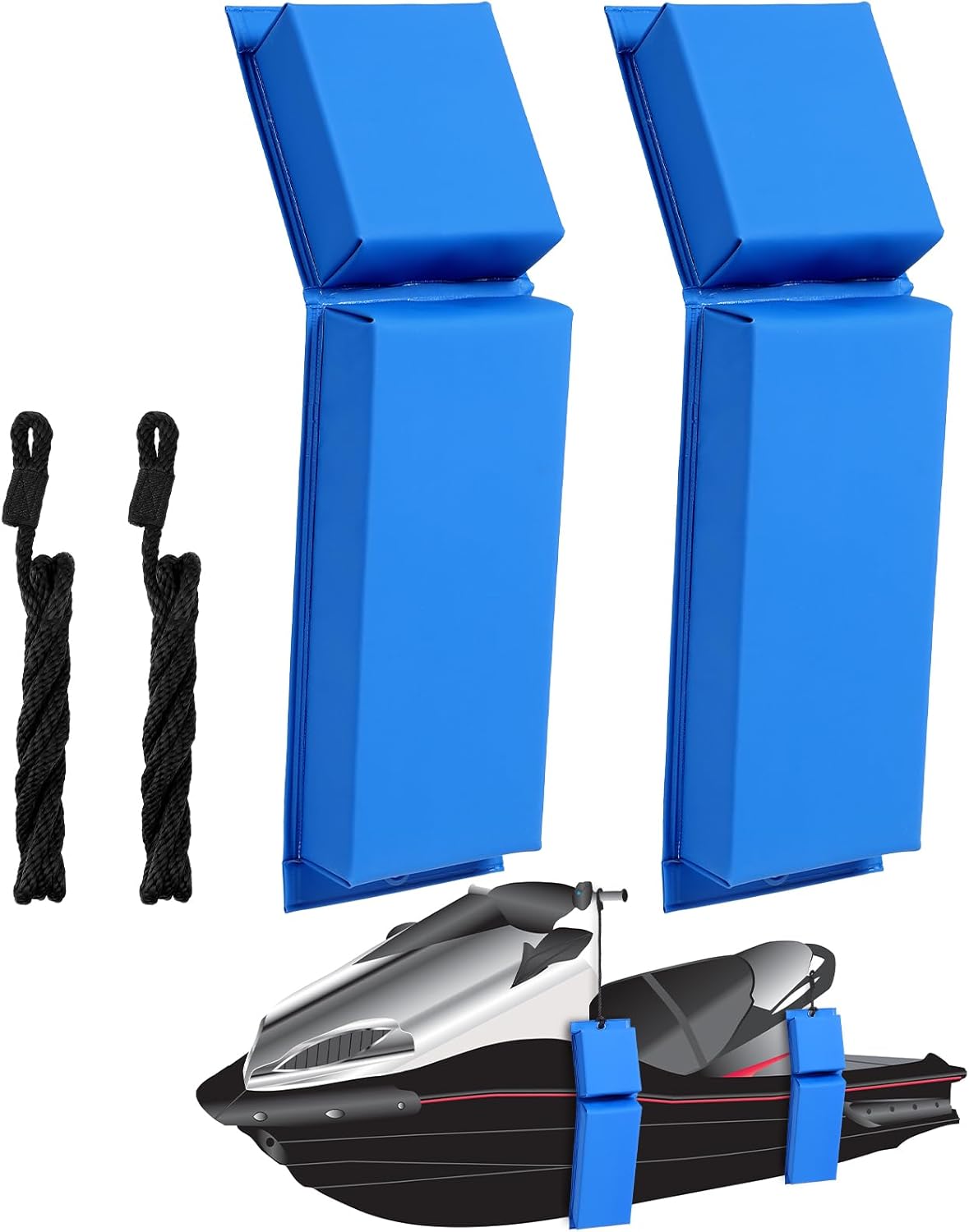 2 Pcs PWC Boat Fender with Cords, Boat Bumpers for Docking, Dock Bumper PWC Fender Bumper for Motorboat Boats Dock Accessories Blue General