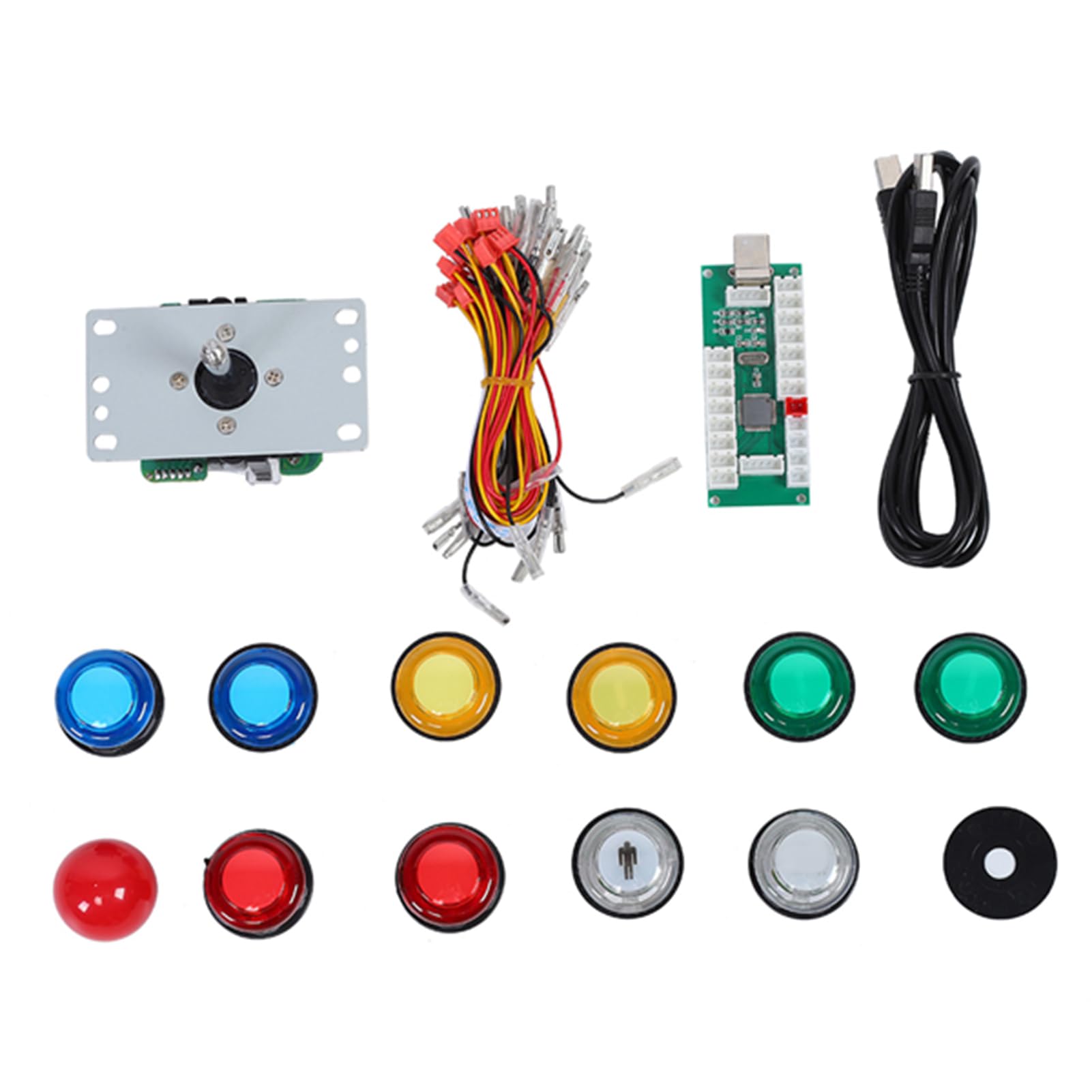Keenso Set Joystick per Giochi Fai-da-te Pannello di Controllo USB di Alta qualità per /PC con Luce, Installazione Semplice per Appassionati di Giochi, Materiale Plastico