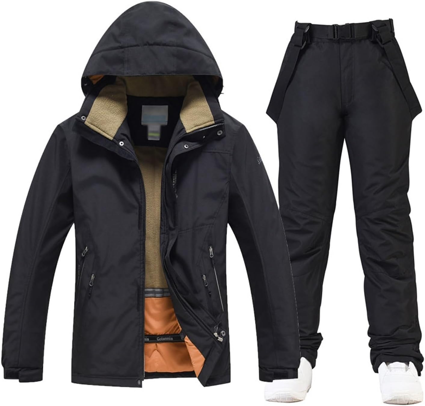 Men's Winter Warm Hooded Ski Suits Set, Men Fashion Outdoor Waterproof Windproof Jacket and Pants Set