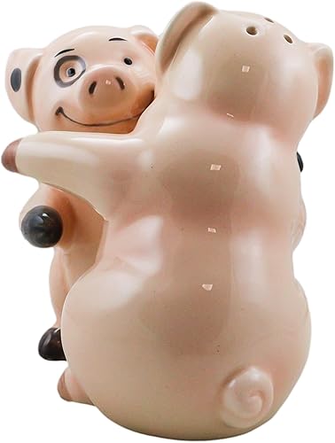 Miniatura 6 de Ebros Gift Cerámica Star Crossed Lovers Chubby Bacon Porky Pig Pareja Dancing Hugging Salt and Pepper Shakers Set San Valentín Cerdos Piglets