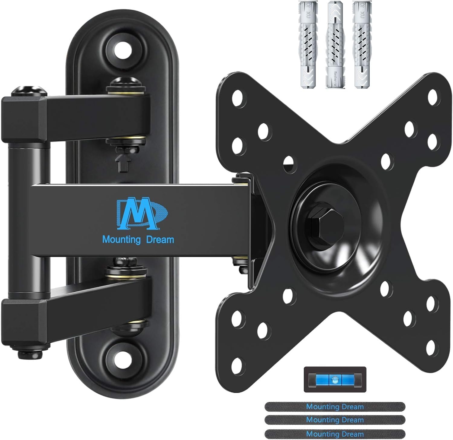 Mounting Dream TV Wall Bracket Mount Swivel and Tilt for Most 10’’-26’’ LED, LCD, OLED Flat Screen TVs and Monitors with VESA 50x50-100x100mm up to 15 KG, Full Motion Monitor Wall Bracket MD2463-02