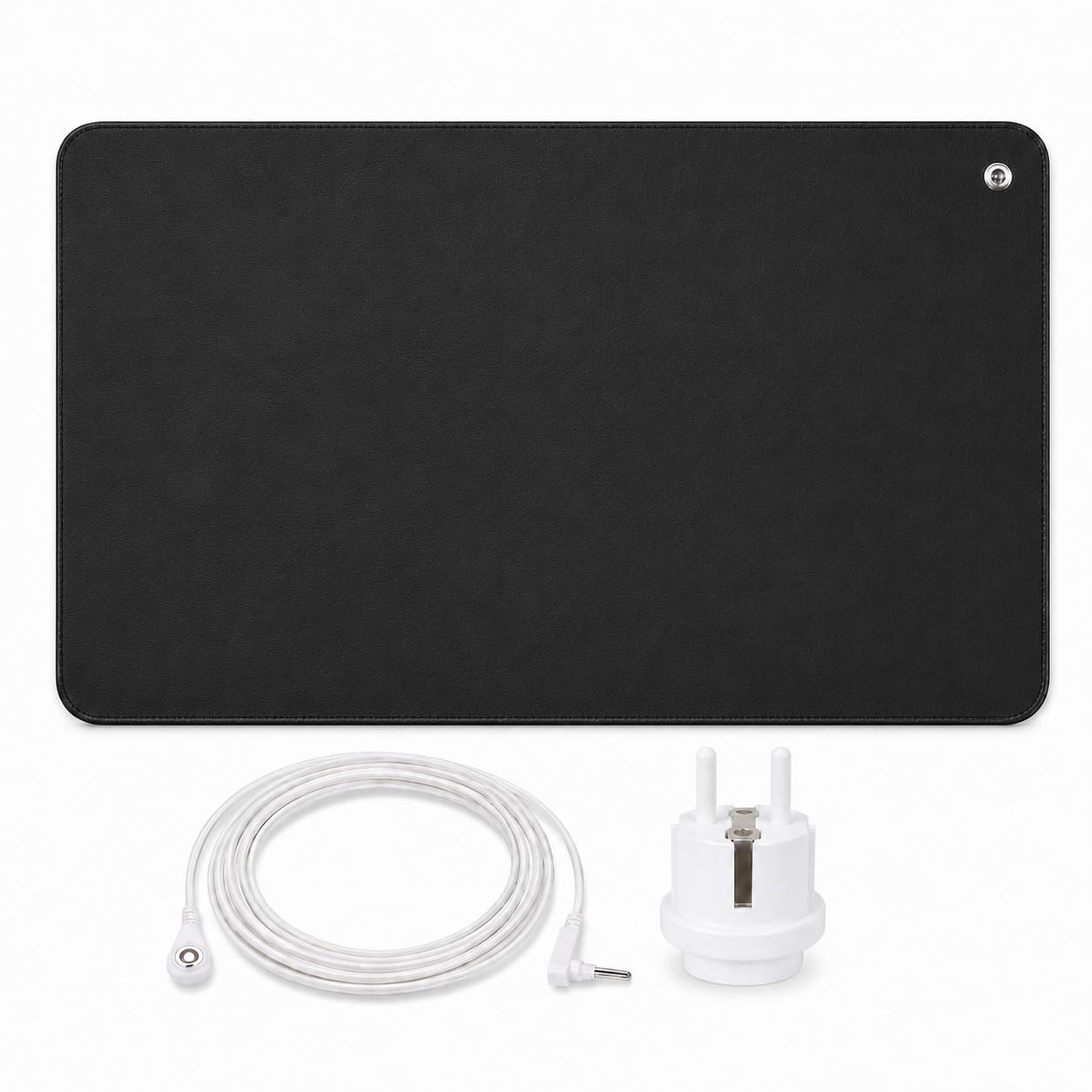 Erdungsmatte 46x72 cm Schwarz mit 15ft Erdungskabel, Leitfähige Carbon Erdungsmatte für Bett, Schlaf, Schreibtisch, Büro und Zuhause