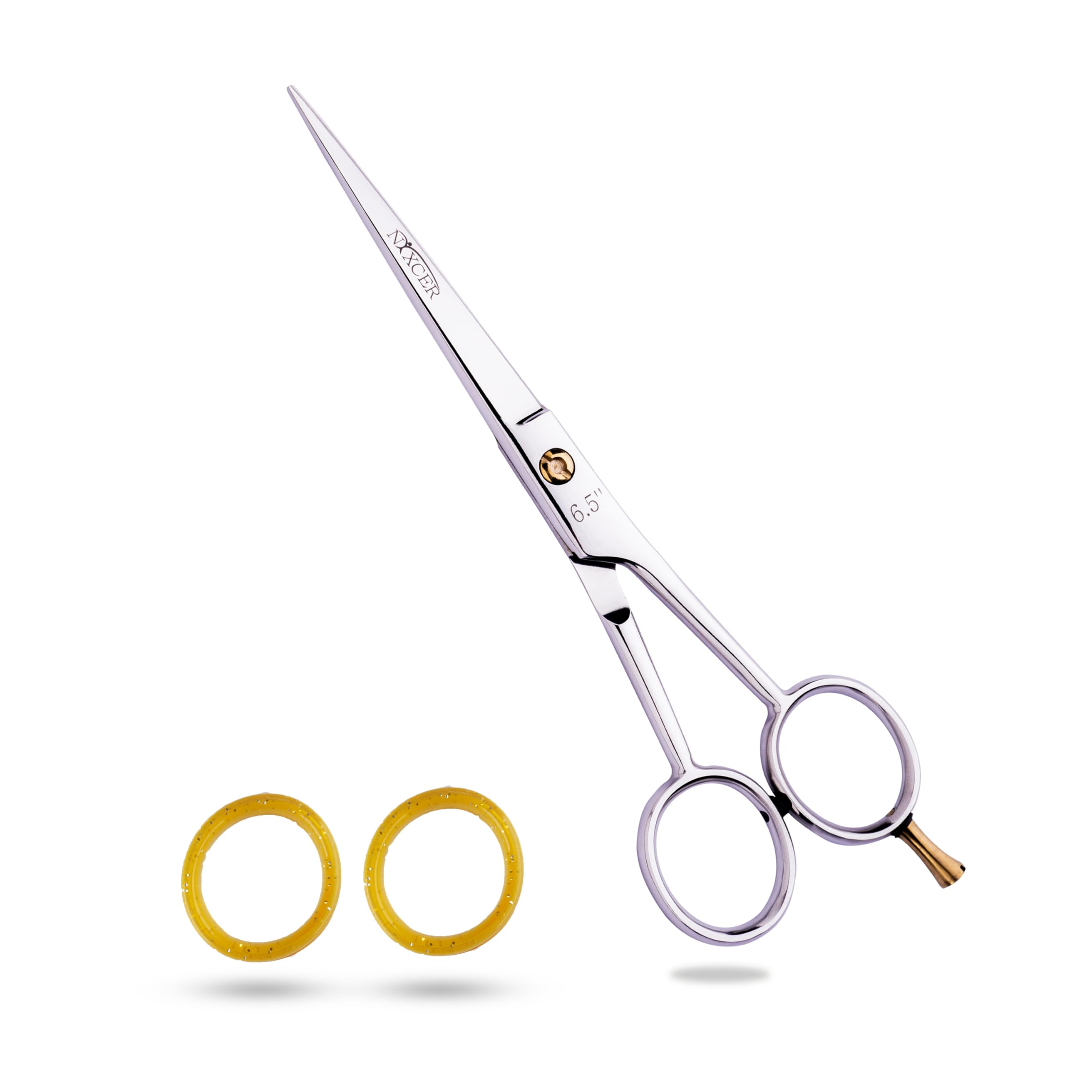 Nixcer Professional Super Cut Hairdressing Scissors. Barber Scissors for Saloon & Home- High Carbon Stainless Steel with Pointed Tip for Precision Cutting (Silver, 6.5")