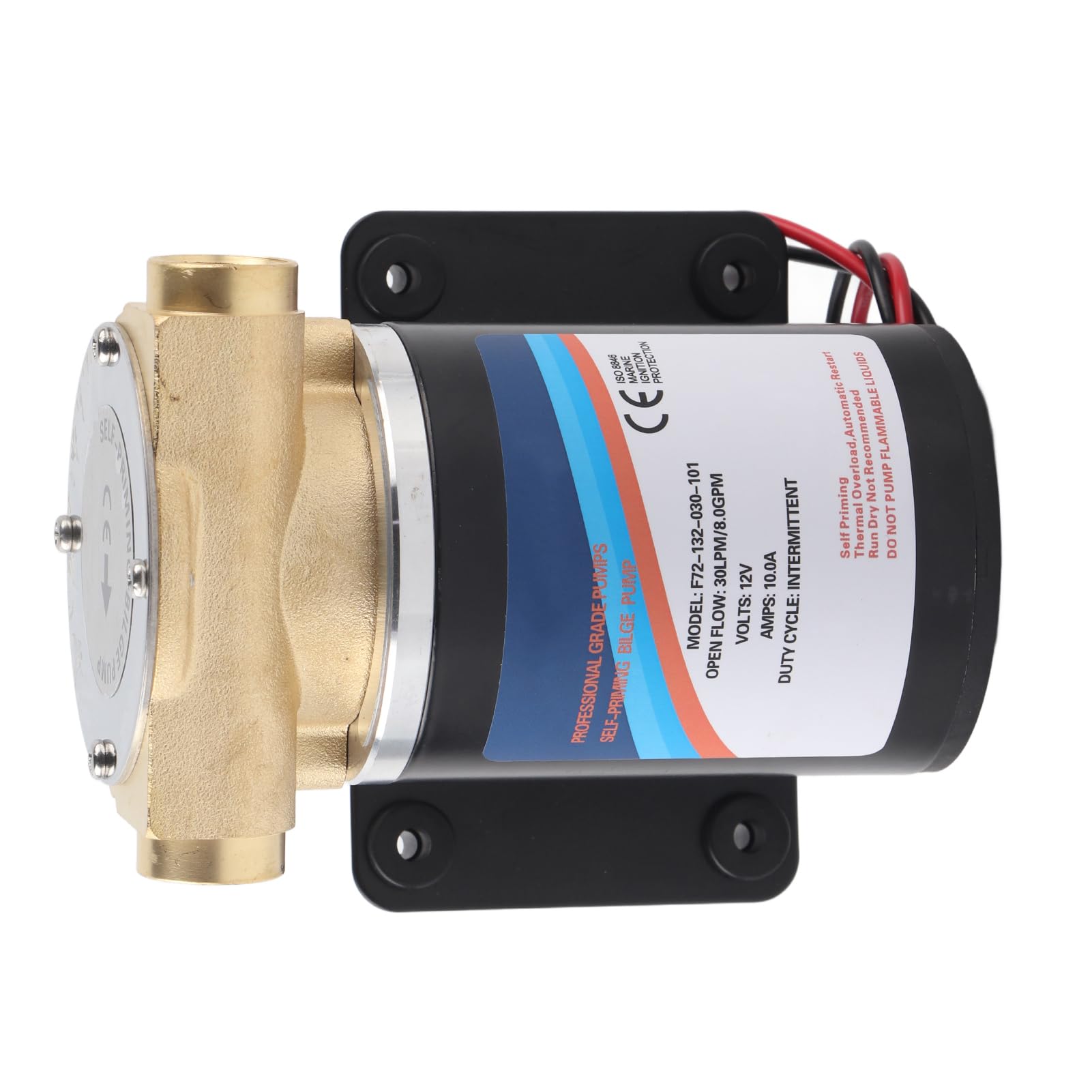 Hyuduo Bomba de Drenaje Bomba de Achique Centrífuga Autocebante de Plástico de Ingeniería 24V 8GPM 30L Min Elevación para Yate Lavado de Autos Jardín Pulverización Transferencia de Agua