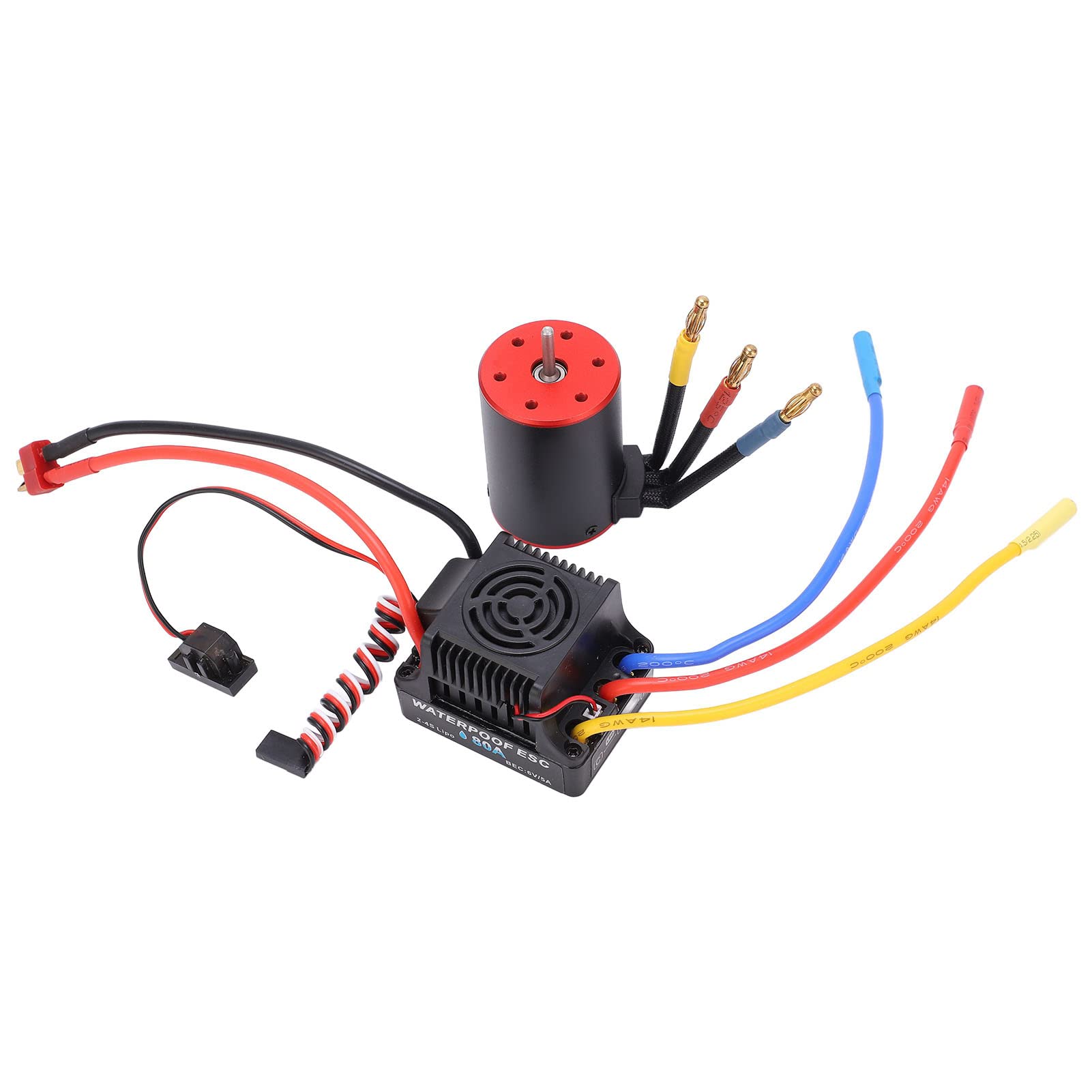 Motor sin escobillas de 3650 y 4300 KV con regulador electrónico de velocidad impermeable de 80 A, conjunto combinado de regulador electrónico de alta performance para coches RC
