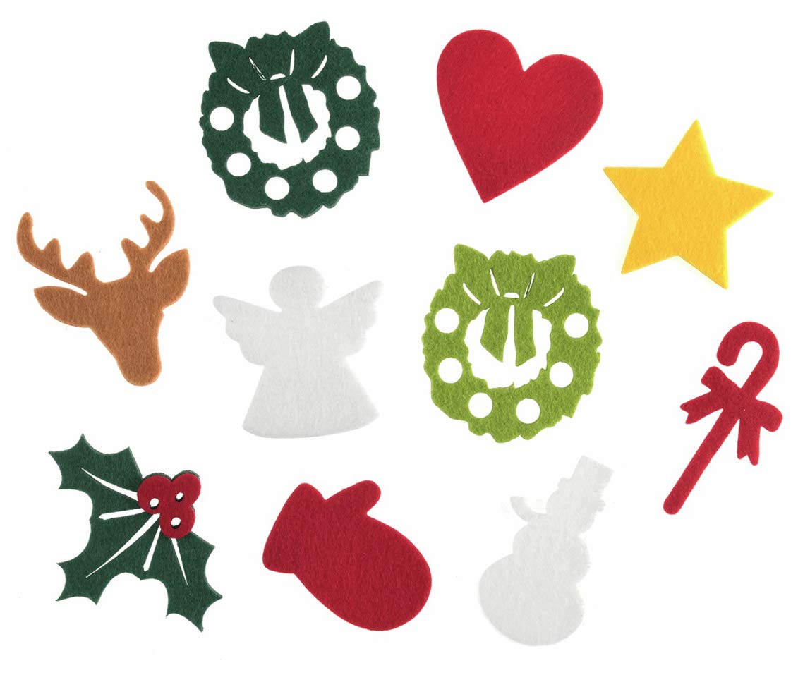 Trimits Christmas Felt Shapes, Approx 6cm, Pack of 18 (9 designs)