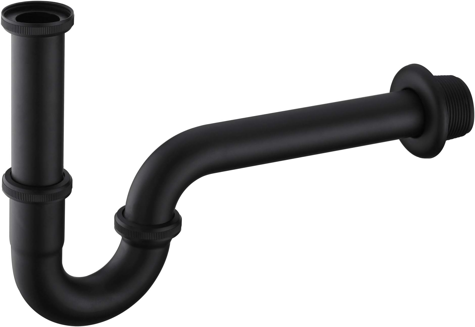 Brass P Trap, 1 1/4 Bathroom Basin Sink Waste Trap Drain Kit with Flange and Slip Joint Extension Tube Drain Tailpiece, Adjustable Height, Matte Black