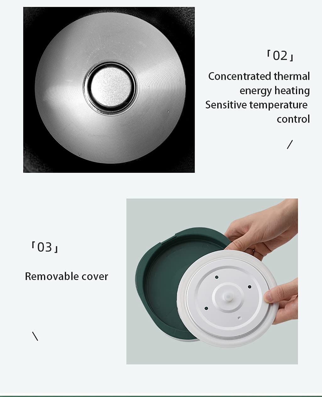 Mini cuociriso Elettrico con Manico Portatile Cuociriso Verde retrò Completamente Automatico con pentola per Riso Antiaderente Rimovibile, 1,2 Litri