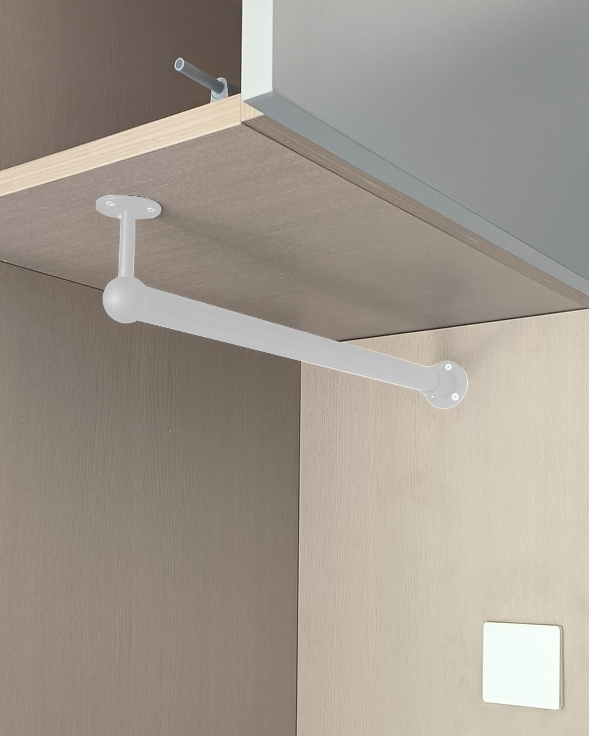 Appendiabiti a L, montaggio a soffitto o a parete, salvaspazio, ideale per angoli e porte, perfetto per organizzare la biancheria e gli armadi delle camere degli ospiti (bianco 116 cm / 45,7 in /